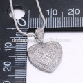 elegant white gold heart shape in pave setting brass pendant jewelry